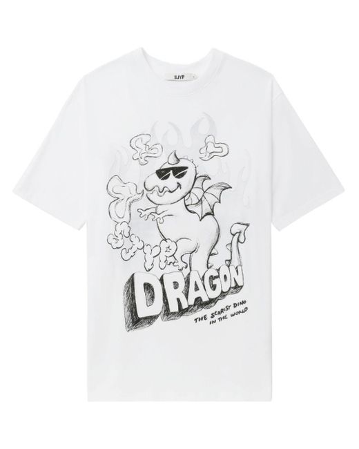 SJYP White Graphic-print Cotton T-shirt