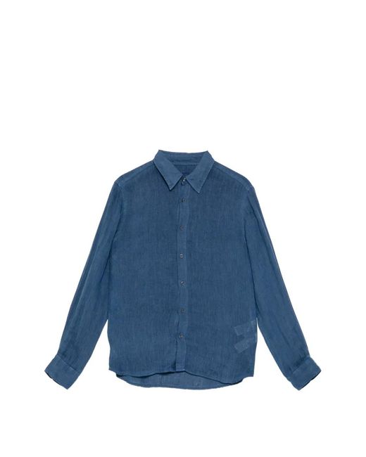 120% Lino Button-Up Overhemd in het Blue voor heren