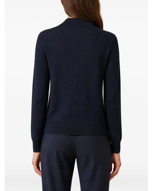 RETORI Blue Knitted Long-Sleeve Polo Shirt
