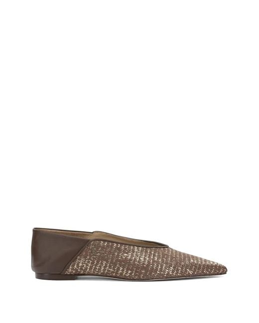 Ammb Milano Brown Woven-Effect Pointed-Toe Ballet Flats