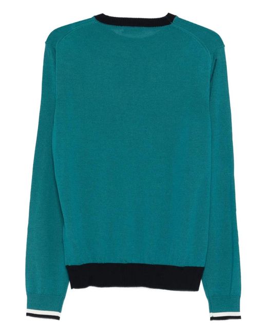 Manuel Ritz Green Ribbed Crewneck Sweater for men