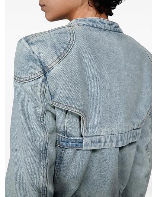SRVC Studio Blue Zip-Fastening Cut-Out Denim Jacket