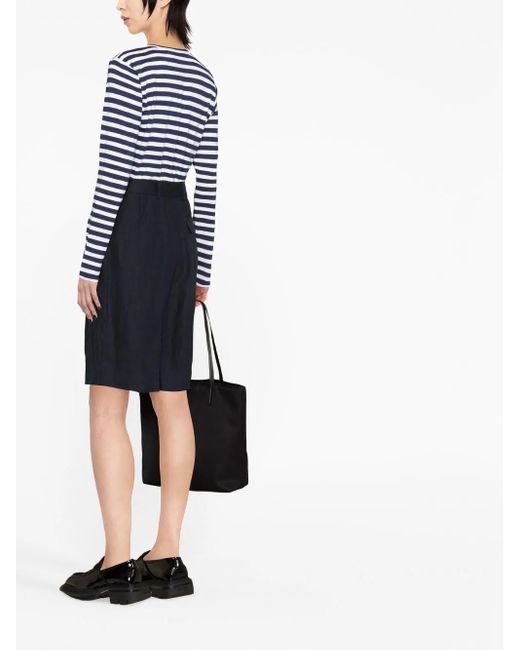 COMME DES GARÇONS PLAY Blue Striped-Print Branded Top