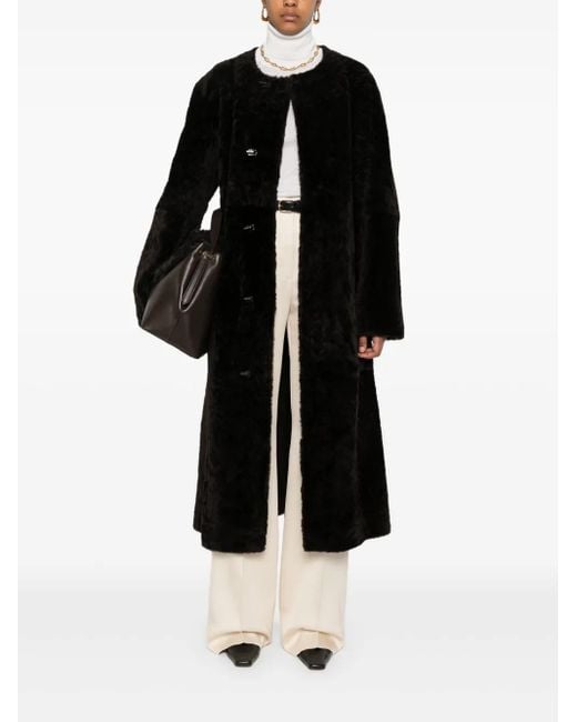 Totême  Black Soft Shearling Coat
