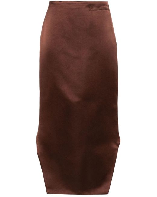 Givenchy Brown High-low Hem Satin Skirt