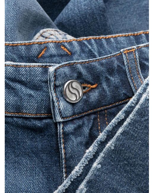 Stella McCartney Blue Logo-Print Wide-Leg Jeans
