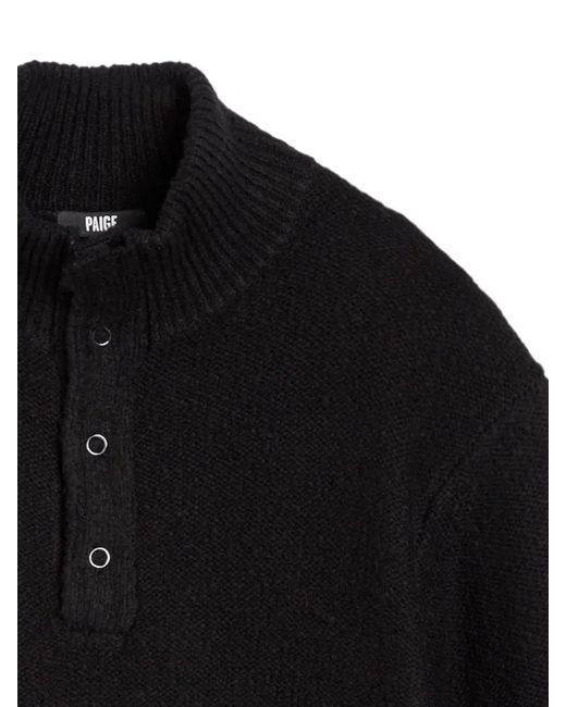 PAIGE Black Kotoni Buttoned Sweater for men