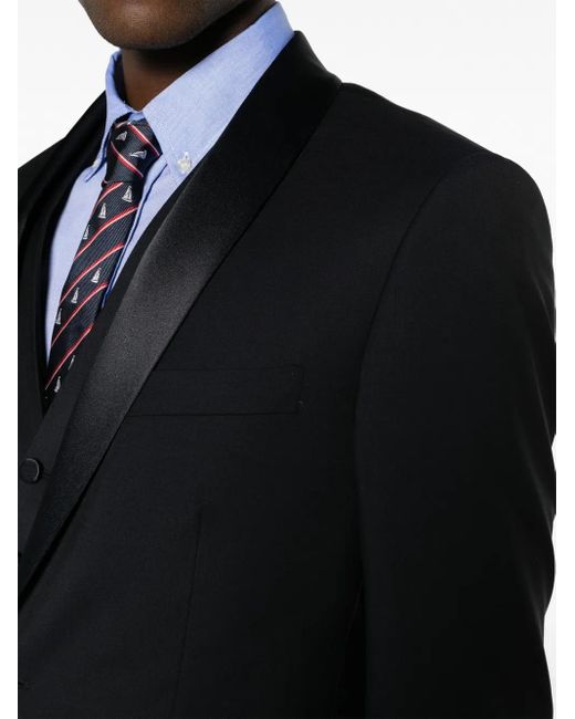 Tagliatore Black Single-Breasted Virgin Wool Blend Suit for men