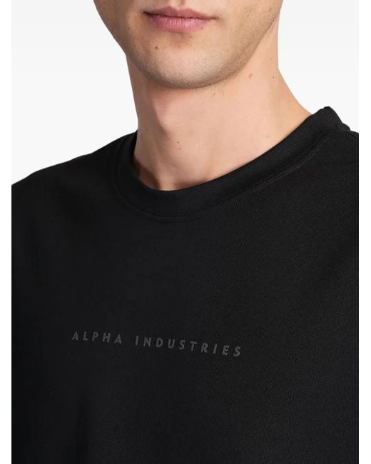 Alpha Industries Black Logo-Print Cotton T-Shirt for men