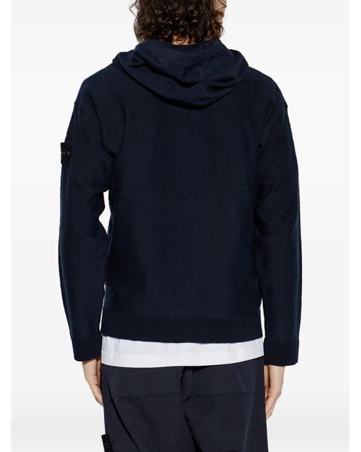 Stone Island Blue Cardigan À Détail De Logo for men