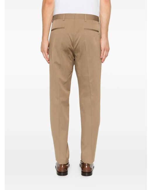 Brian Dales Natural Pleated Belt-Loop Trousers for men