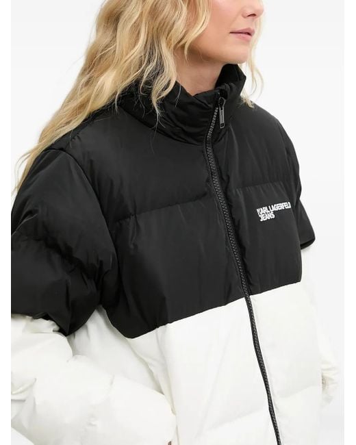 Karl Lagerfeld Black Steppjacke in Colour-Block-Optik