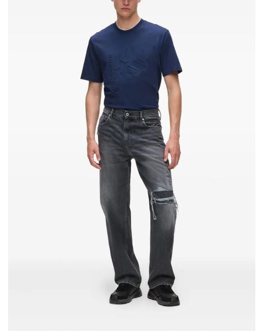 Karl Lagerfeld Gray Logo-Patch Jeans for men