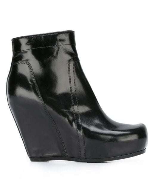 Rick Owens Black Platform Wedge Boots