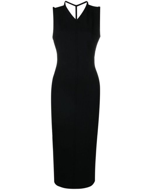 Khaite Black Terri Long Dress With V-Neck