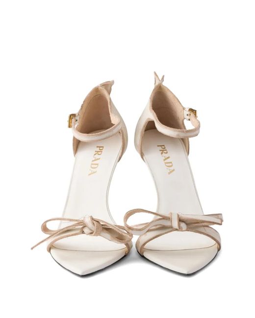 Prada White Leather Bow Sandals