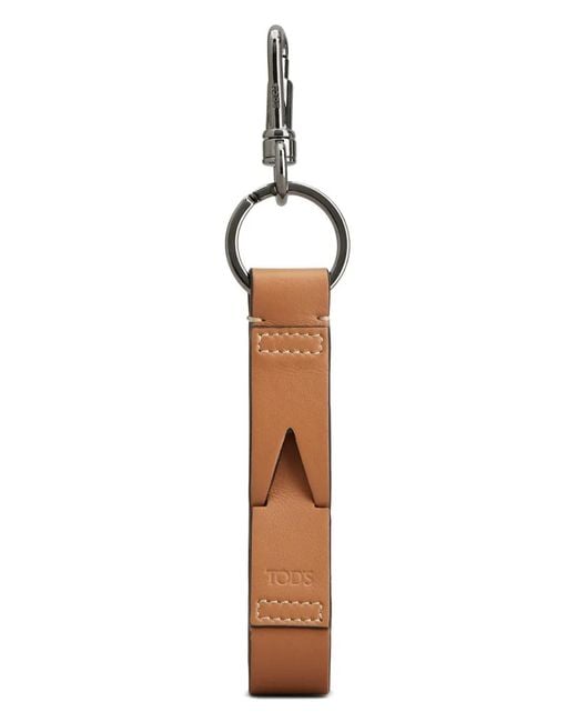 Tod's White Greca Logo-Debossed Key Holder for men