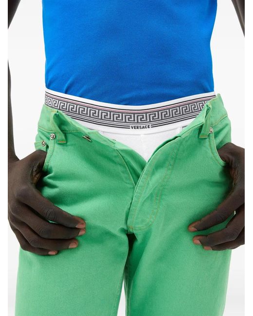 Versace White Ribbed Cotton-Jersey Trunks for men