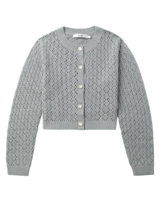 B+ AB Gray Pointelle-knit Cardigan