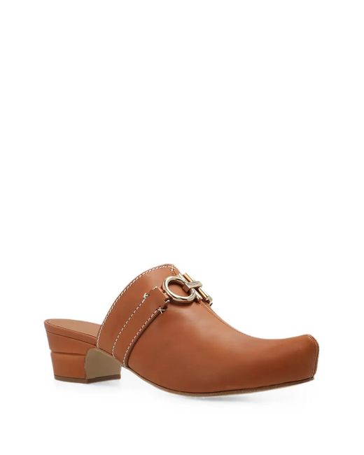 Ferragamo Brown Phobos Gancini Mules