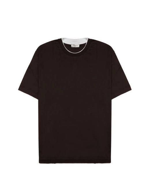 Paolo Pecora Black Layered-Detail T-Shirt for men