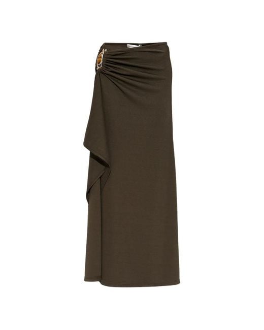 Christopher Esber Green Occhio Crystal Cascade Maxi Skirt