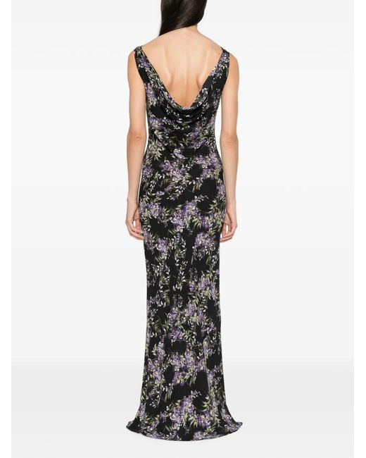 Norma Kamali White Floral-Print Cowl-Neck Dress