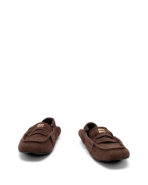 Miu Miu White Logo-Print Loafers