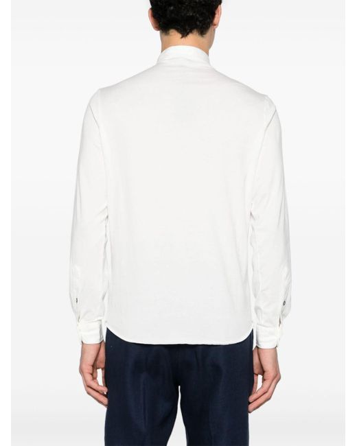 Dell'Oglio White Long-sleeve Cotton Henley Shirt for men