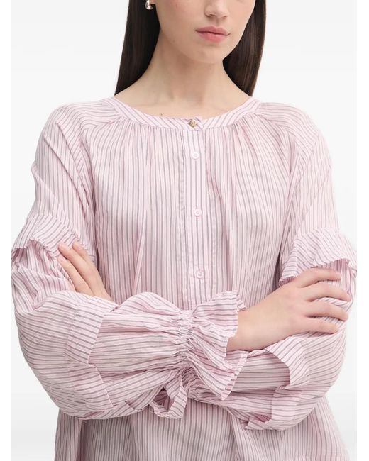 Mos Mosh Pink Jorun Ruffled Striped Blouse