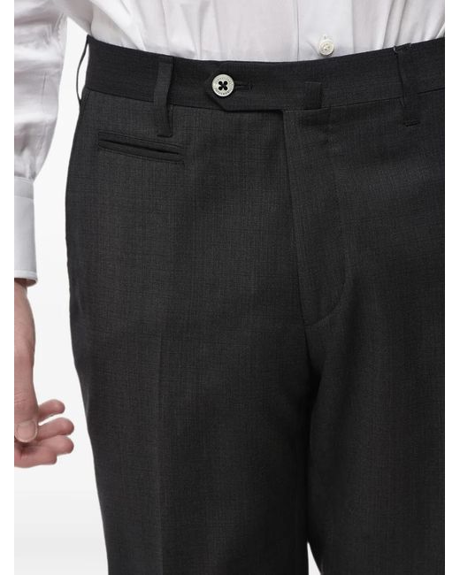 Corneliani Black Textured-Finish Virgin Wool Trousers for men