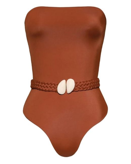 Johanna Ortiz The Classic Badpak Met Gevlochten Riem in het Brown