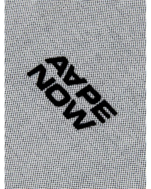 Aape By A Bathing Ape Gray Logo-Embroidered Button-Down Shirt for men