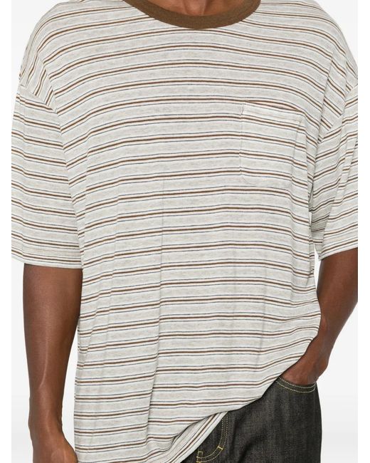 Visvim White Mondo Border Striped T-Shirt for men