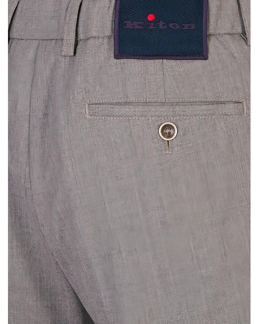 Kiton Gray Pressed-Crease Tailored Trousers for men