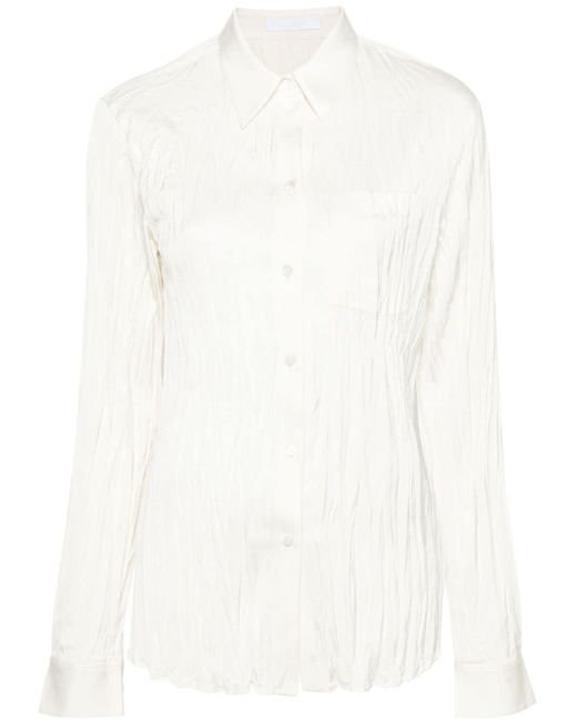Helmut Lang White Crease-effect Satin Shirt