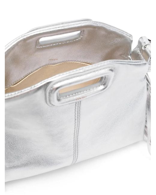 Maje White Miss M Metallic-Effect Leather Mini Bag