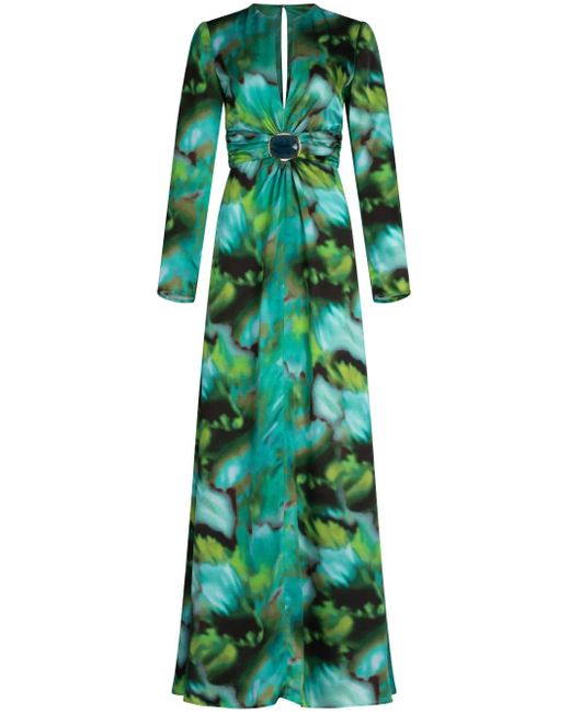 Silvia Tcherassi Green Zarina Tie-Dye Print Dress