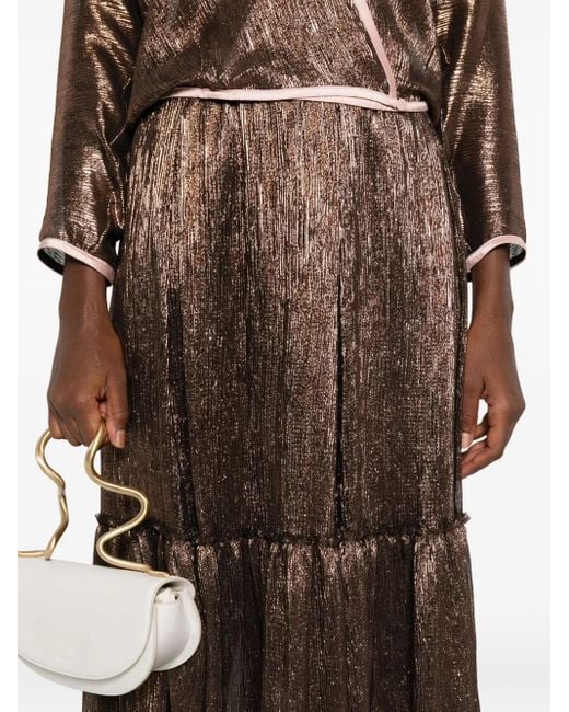 Forte Forte Brown Faltenrock im Metallic-Look