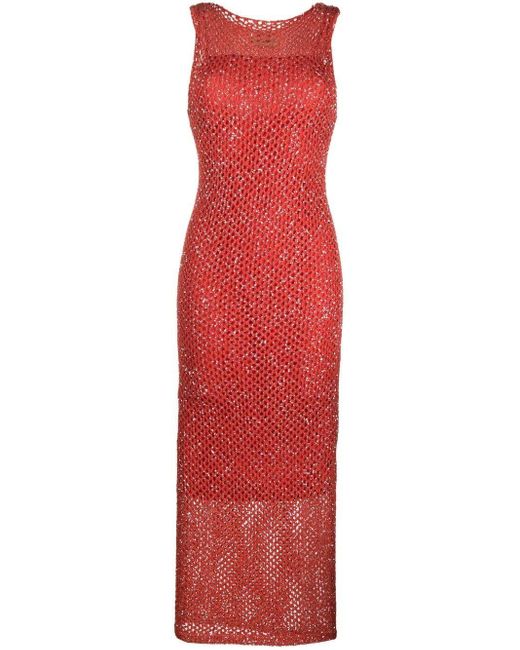 Missoni Interwoven Midi Dress in Red | Lyst UK