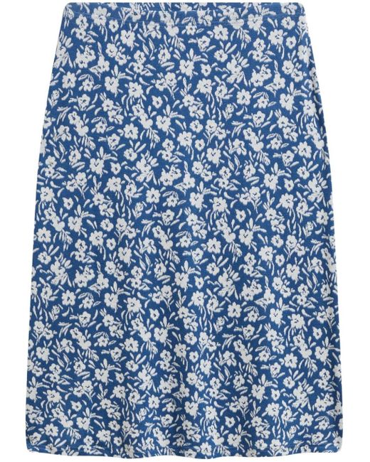 Agnes B. Blue Floral-print Skirt