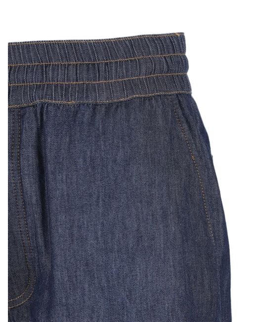 Loewe Blue Drawstring Chambray Trousers for men