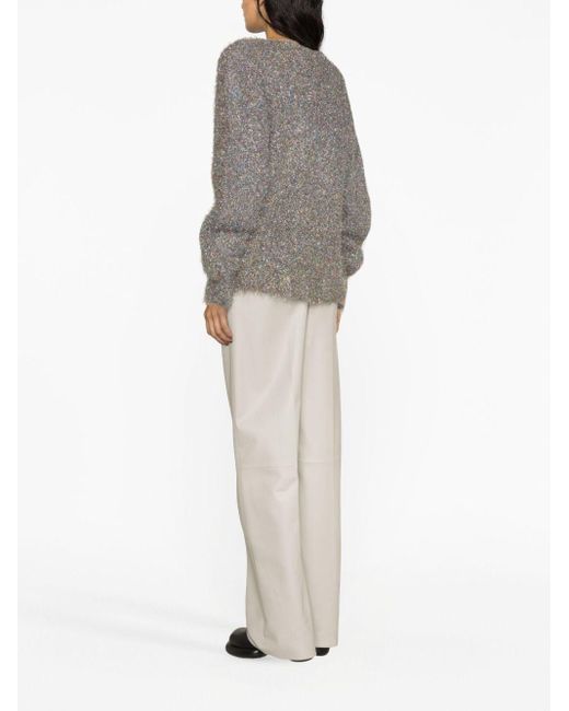 Jil Sander Gray Brushed Lurex-blend Knitted Jumper