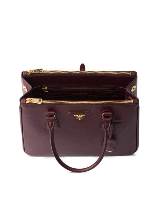 Prada Purple Galleria Medium Saffiano Leather Bag, Burgundy