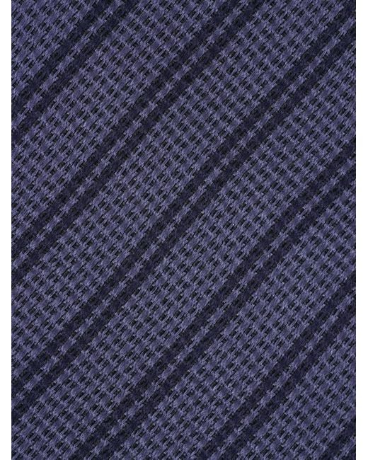 Zegna Blue Houndstooth Striped Tie for men
