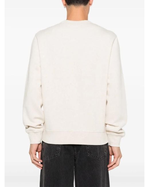 A.P.C. White Logo-Print Crew Neck Sweatshirt for men