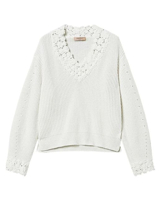 Twinset White Embroidered-Design Jumper