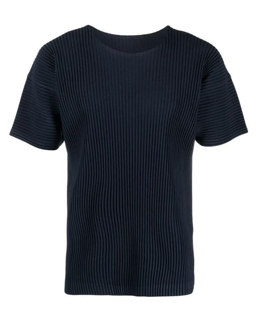 Homme Plissé Issey Miyake Black Ribbed-Effect T-Shirt for men