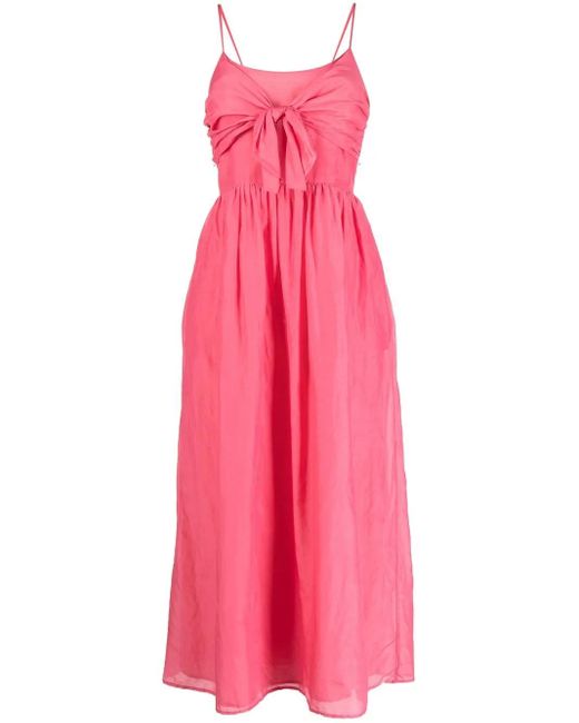Bird & Knoll Pink Bayou Silk Midi Dress