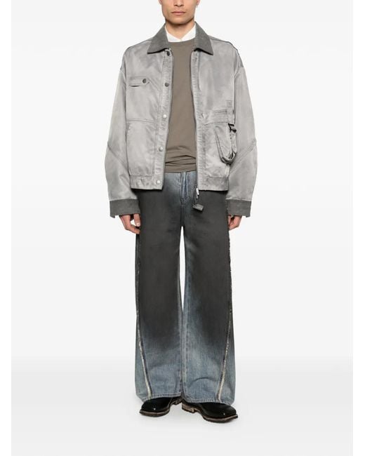 Feng Chen Wang Gray Button-Detail Bomber Jacket for men